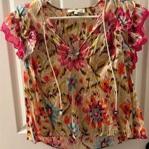 House of Harlow 1960 Multicolor Blouse with Pink and Orange Accents
